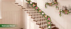 2Pcs 13 Ft Artificial Flower Garlands Real Touch Fake Floral Silk Pink Rose