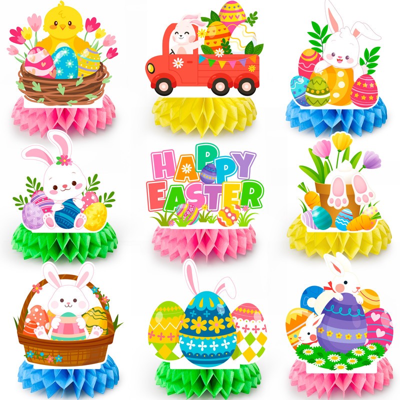 9 Pcs Easter Table Centerpieces Easter Party Decorations Bunny Table Supplies