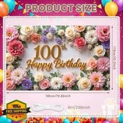 LUUFILx 100th Birthday Banner Pink Roses