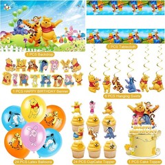 Winnie the Pooh Birthday Decorations, Party Supplies Set Include Banner, Backdro