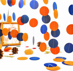 Orange Blue Circle Dots Party Garland Banner Decoration Polka Dots Paper Streame