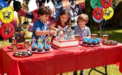 98 Pcs Power Rangers Decorations Tableware,Power Rangers Party Backdrop Banner