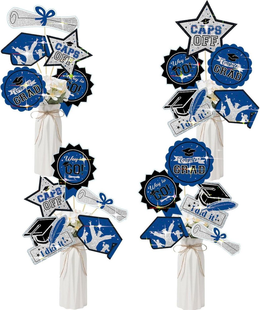 1 PCS Navy Blue Silver Black Class Of 2026 Graduation Table Centerpieces