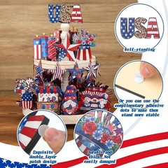 Durable Patriotic Wooden Sign Set – 14 Elegant Pieces for 4th of July Displays