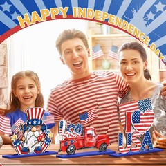 6 Pcs 4th of July Table Decorations, Memorial Day Patriotic Wooden Table Centerp
