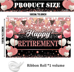 Happy Retirement Party Backdrop Banner Decorations Rose Gold Large Background fo