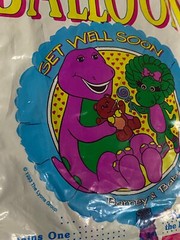 Rare BARNEY & BABY BOP 1993 (Get Well Soon) Mylar Balloon NEW