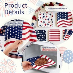 50Pcs Patriotic Party Decoration Plates Set, 4th of July Serve:25, Blue