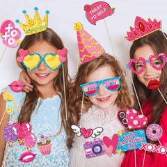 25 PCS BFF Festival Photo Booth Props Girls Theme Party Decoration