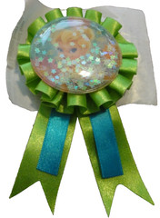 DISNEY TINKERBELL GREEN SPARKLY BIRTHDAY PARTY RIBBON BADGE SELF-STICK