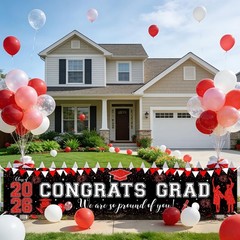 Red Black Graduation Decorations Outdoor Congrats Grad Banner Large We Are So Pr