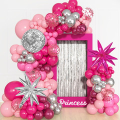 143Pcs Pink and Silver Valentines Balloon Garland Arch Kit, Hot Pink Confetti 4