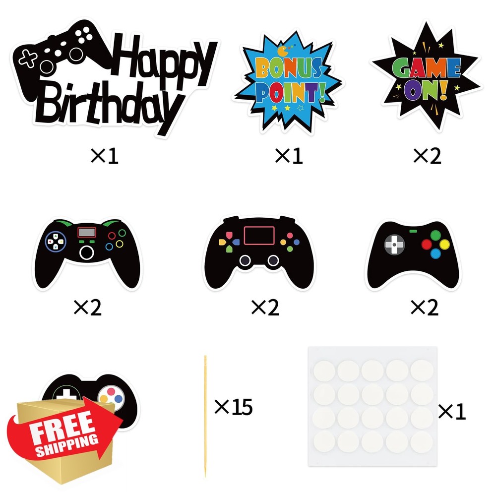 Adecortalk 12pc Game Cupcake Toppers Video Game Party