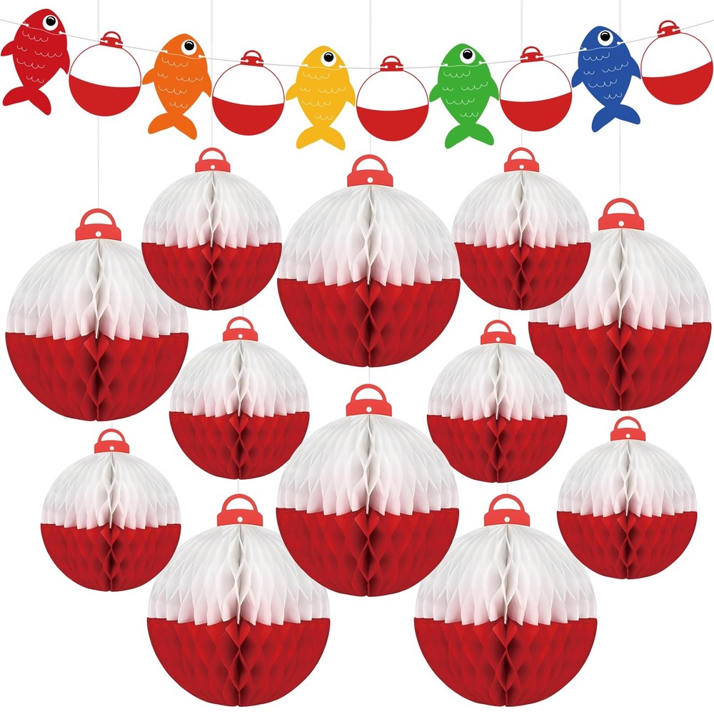 13PCS Gone Fishing Party Decorations for Ofishally Birthday, Bobber Paper Han…