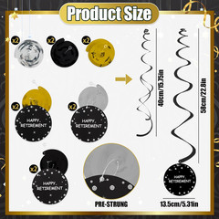Retirement Party Decorations for Men Women Black Gold Happy Retirement Banner Ha