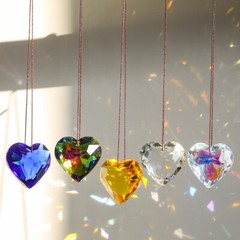 12Pcs 45MM Crystal Heart Suncatcher Rainbow Maker Wedding Party Decr, mix color