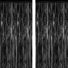 Elegant 2 Pack Black Foil Curtains – Perfect for Birthday & Graduation Parties