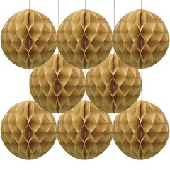 8 PCS Paper Honeycomb Balls Tissue Flower Party Backdrop Decor 8in/Khaki