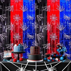 Spider Web Birthday Decorations, 2 Pack Spider Party Supplies 3.3×6.6ft Tinse…