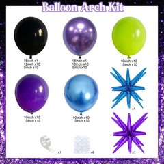 Blue Purple Balloon Garland Arch Kit, 104 PCS Metallic Purple Blue Black and …