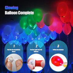 LED Balloons Flashing, 200 Pack, 8 Colors Light Up Balloons, Lasts 12-24 Hours..