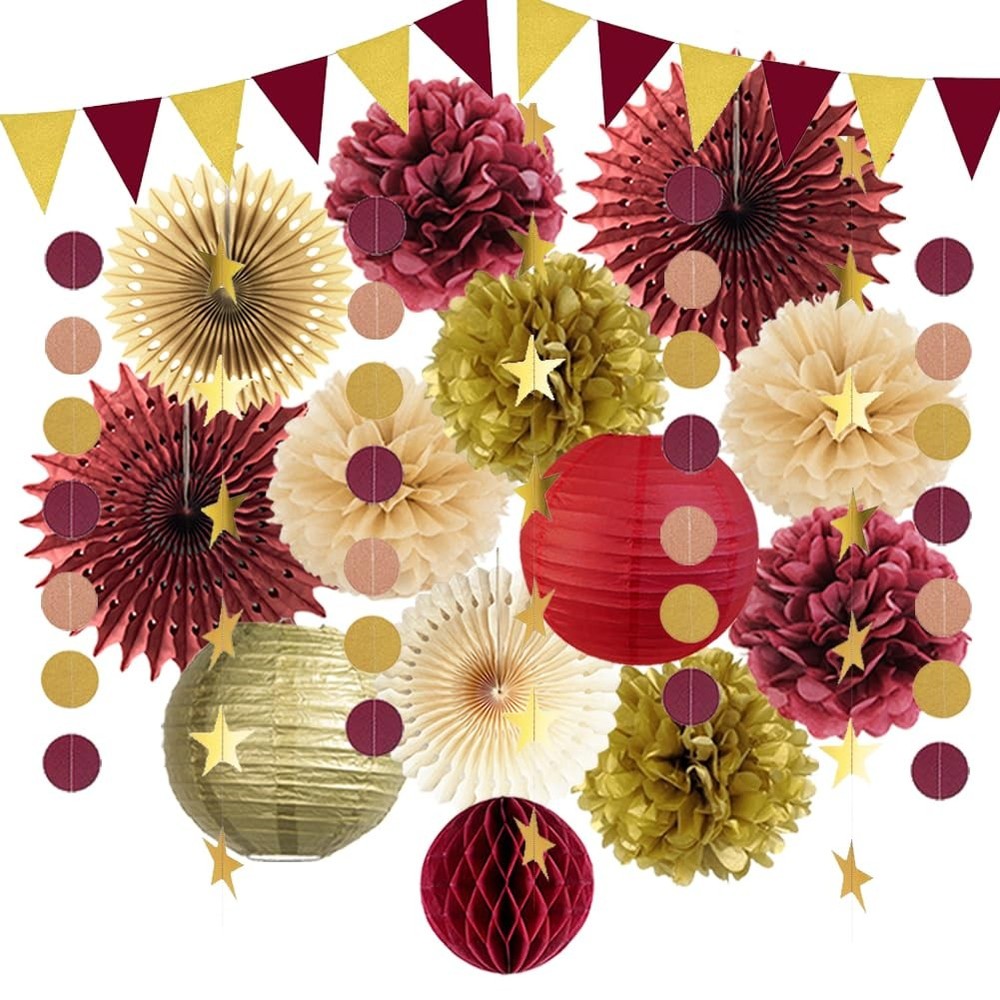 Maroon Gold Graduation Decorations 2026 Burgundy and Gold Party Decorations P…