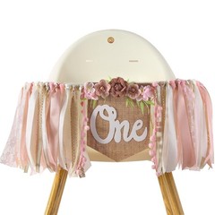 Pink 1st/ First Birthday High Chair Banner For Girls – Floral Tea Party Decor…