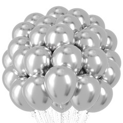 Voircoloria Metallic Silver Balloons, 66pack 12inch Chrome Silver Latex Party…
