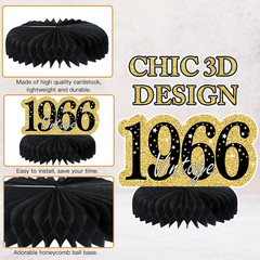 9 Pcs 60Th Birthday Decorations Honeycomb Centerpieces for Women Men, Black Gold