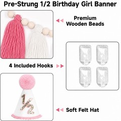 1/2 Girl Decorations Kit,6 Month Photoshoot Props, Pink Half High Chair Banne…
