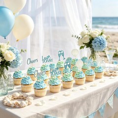 24Pcs Coastal Beach Cupcake Toppers Last Toast on the Coast Bachelorette Deco…