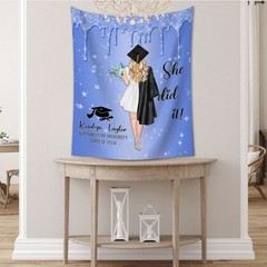 Personalized Graduation Party Tapestry Backdrop High School Class of 2024 Decor