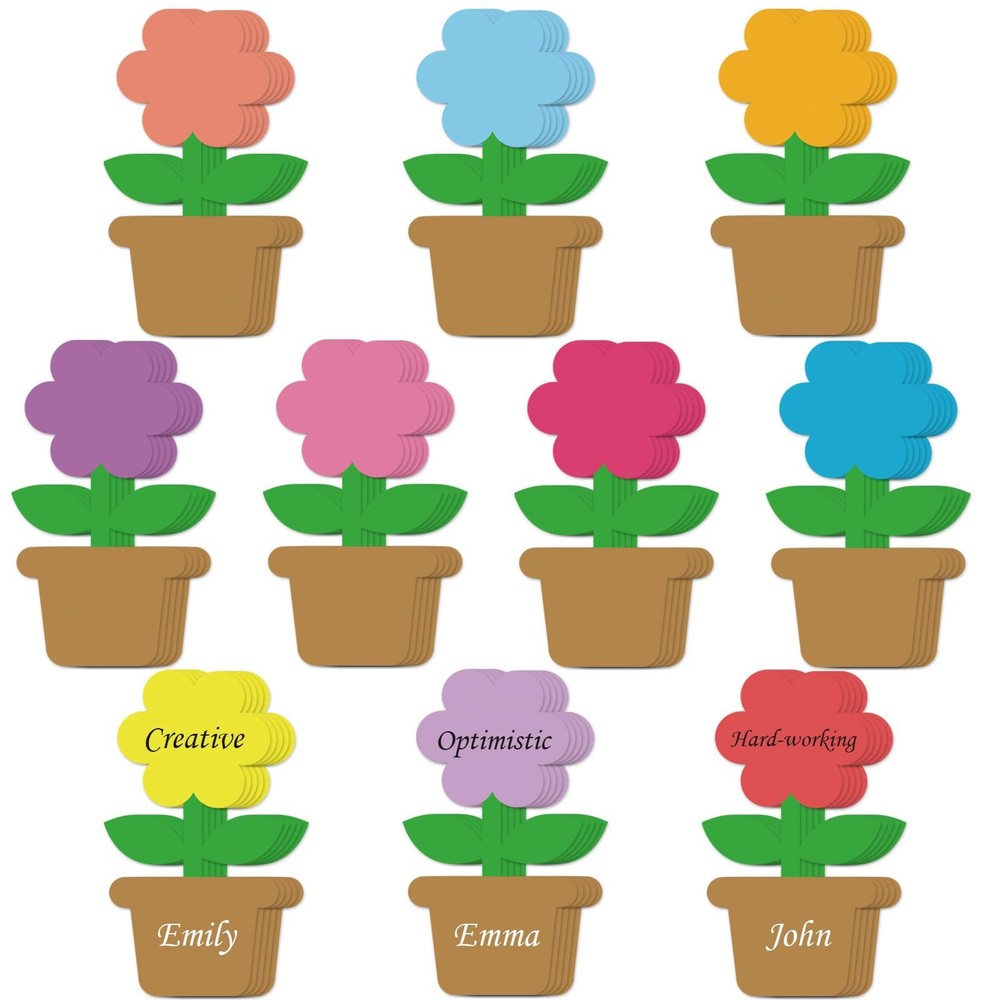 100 PCS Colorful DoubleSided Spring Flower Paper Cutouts Classroom Decor