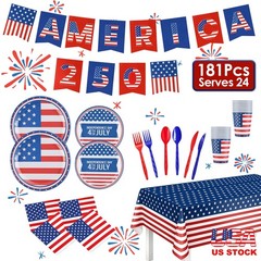 4thJuly Anniversary Party Supplies Set Disposable Tableware for Independence Day
