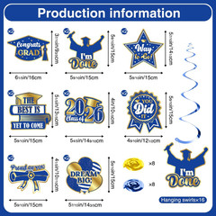 Blue and Gold Graduation Decorations 2026, Graduation Decorations Class of 2026
