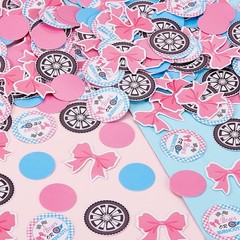 Cheereveal 200pcs Burnouts or Bows Gender Reveal Confetti, Pink and Blue Roun…