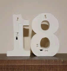 1 & 8 Light-up Plastic Marquee Numbers, White with Gold, 6.25″