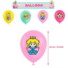 Super Mario Princess Theme Birthday Party Supplies Balloon Banner Cake Toppers