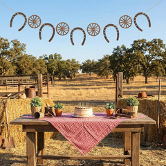 16Pcs Mini Horseshoes Wagon Wheel Decor, Lucky Western Theme Party Decorations w