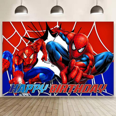 Spider Birthday Party Decorations, 5X3Ft Happy Birthday Back Drop Banner Theme B