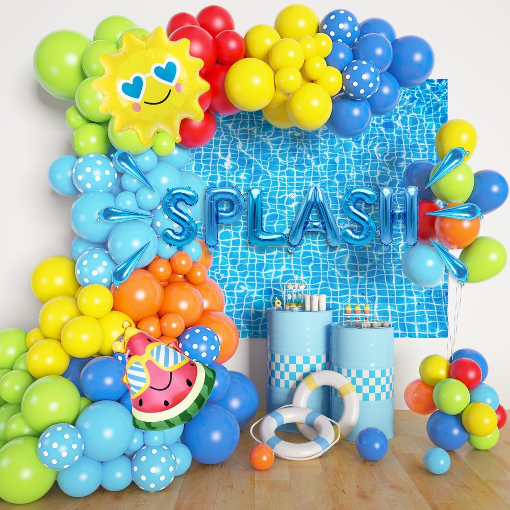 159PCS Summer Pool Beach Party Decorations Splash Tropical Balloon Garland Ar…