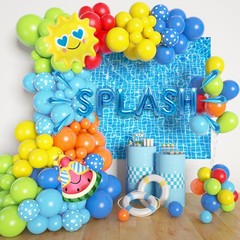 159PCS Summer Pool Beach Party Decorations Splash Tropical Balloon Garland Ar…