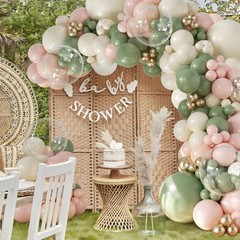 Sage Green Pink Gold Balloon Arch Kit 132Pcs Sage Green Pink Peach Ivory Whit…
