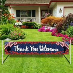 Veterans Day Decorations Thank You Veterans Banner for Fence Yard Lawn Red Whit
