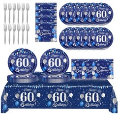 60Th Birthday Decorations for Men,61Pcs Blue Silver 60Th Birthday Decorations Ta