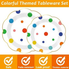 96 Pcs Floral Polka Dot Tableware Set – Perfect for Birthdays and Weddings