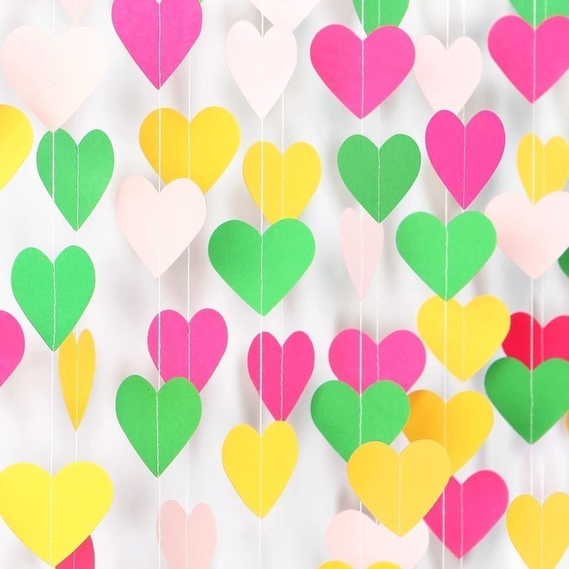 Party Banner Garland 4 Sets 13ft Paper Heart Decorations Luau Tropical Party New