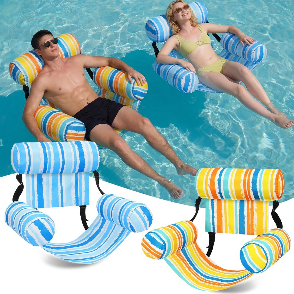 2 Pack Inflatable Pool Float Chairs Adults Portable Heavy Duty Swimming Pool …