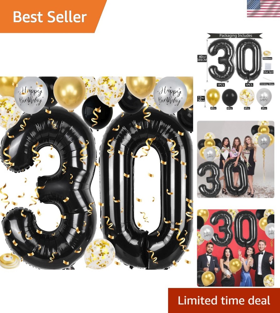 30th Birthday Decorations for Him, 40 inch 30 Balloon Numbers, 18 pcs 12 inch…