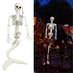 Life Size Skeleton Mermaid Halloween Outdoor Decorations Movable Posable Joints